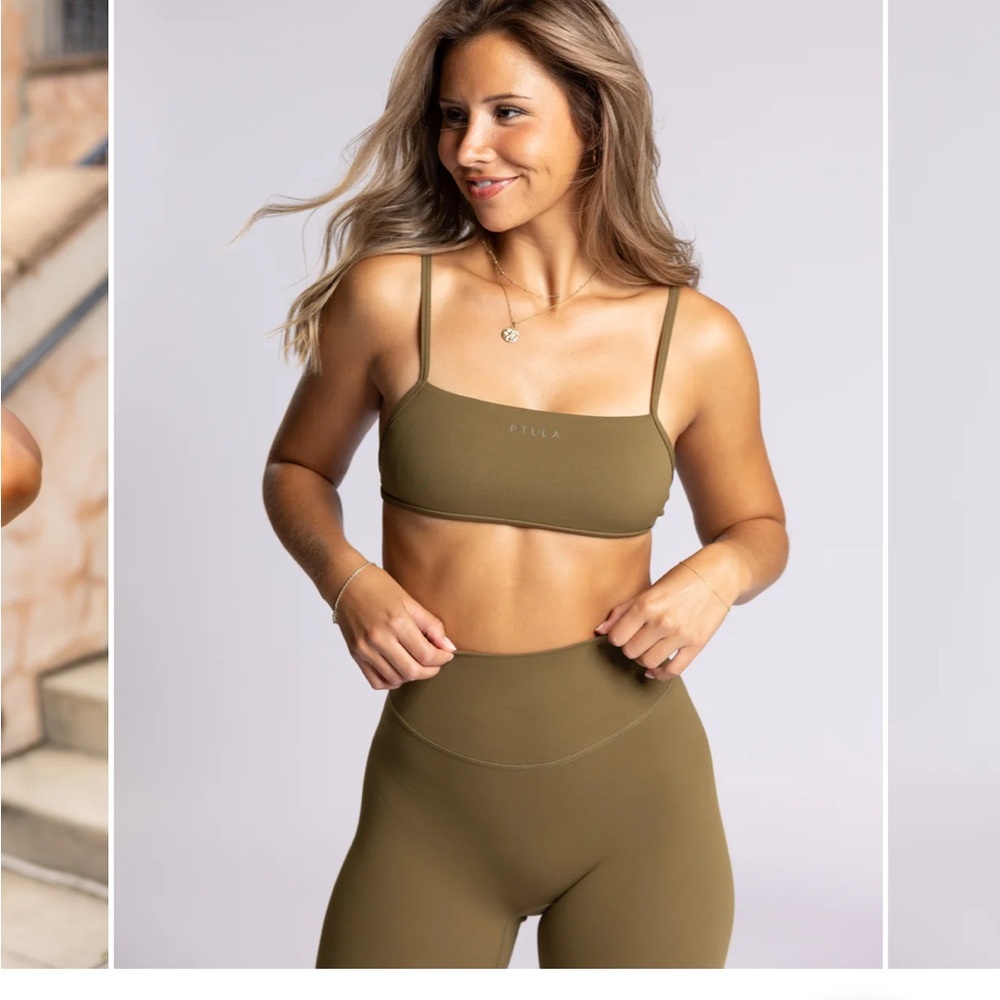 P'tula Olive Sports Bra Feathertech Element Bra in Cypress M NWT
